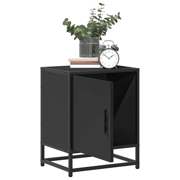 vidaXL Bedside Cabinets 2 pcs Black 40x31x50 cm Engineered Wood and Metal