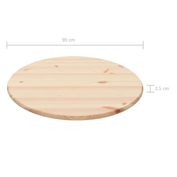 vidaXL Table Top Natural Pinewood Round 25 mm 90 cm