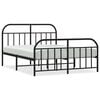 vidaXL Metal Bed Frame without Mattress with Footboard Black 140x200cm