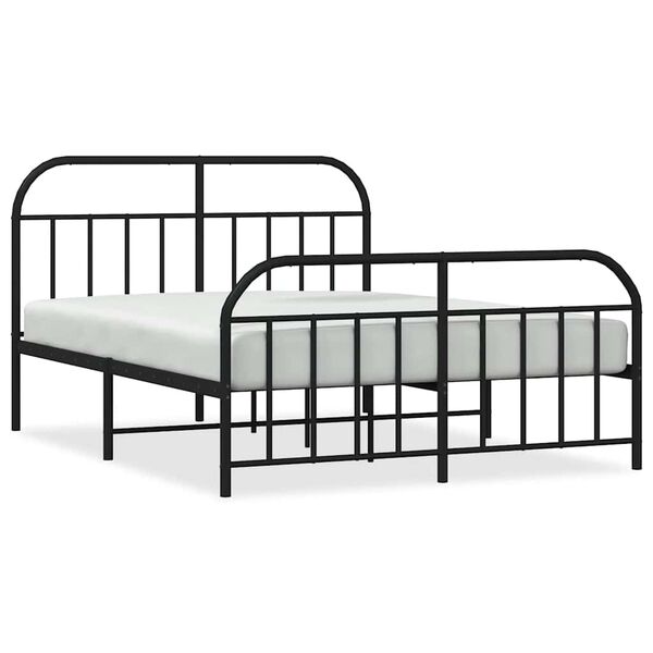 vidaXL Metal Bed Frame without Mattress with Footboard Black 140x200cm