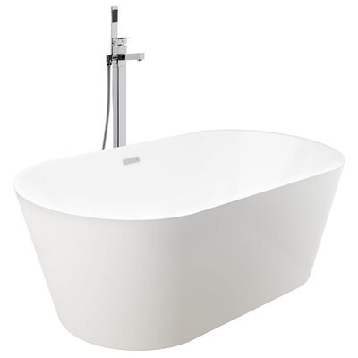 vidaXL Freestanding Bathtub and Faucet 220 L 110 cm Silver