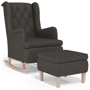 vidaXL Armchair with Rocking Legs and Stool Dark Grey Fabric (329406+329426)