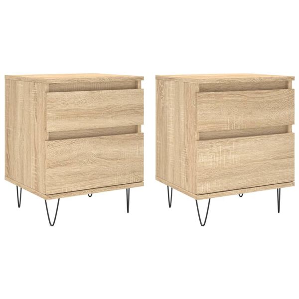 vidaXL Bedside Cabinets 2 pcs Sonoma Oak 40x35x50 cm Engineered Wood