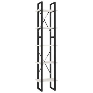 vidaXL Book Cabinet | White | Pinewood, metal | 5-Tier | Book Cabinet
