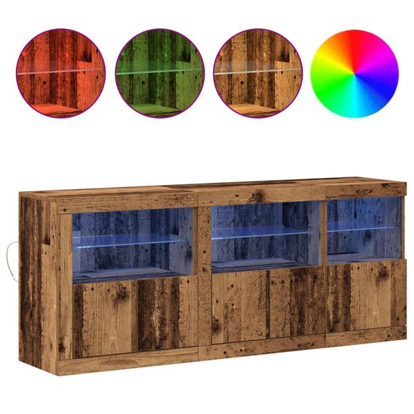 vidaXL LED Sideboard Old Wood 162 x 37 x 67 cm Engineered Wood