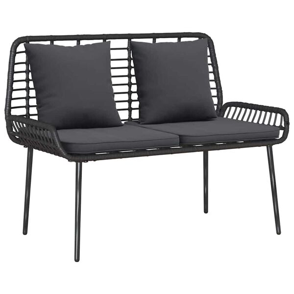 vidaXL Garden Bench Black and Anthracite Poly Rattan