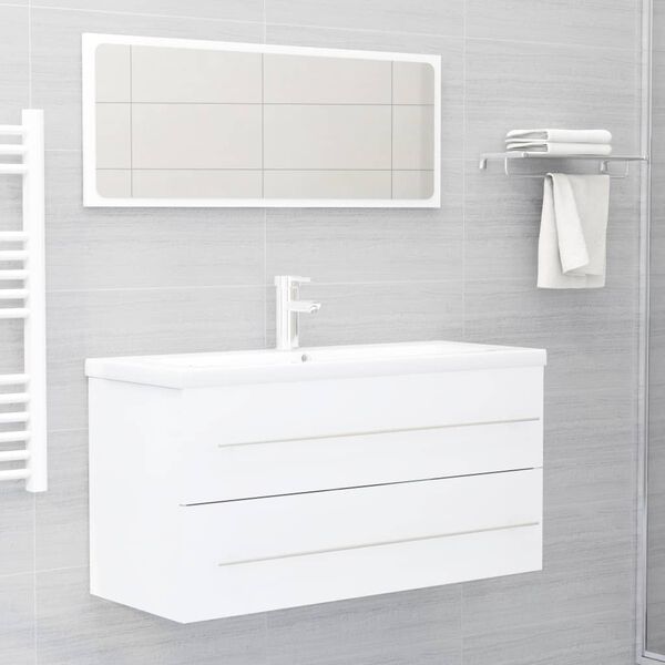 vidaXL 2 Piece Bathroom Furniture Set White Engineered Wood