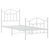 vidaXL Metal Bed Frame without Mattress with Footboard White 90x200cm