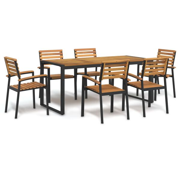 vidaXL 7 Piece Garden Dining Set Solid Wood Acacia and Metal