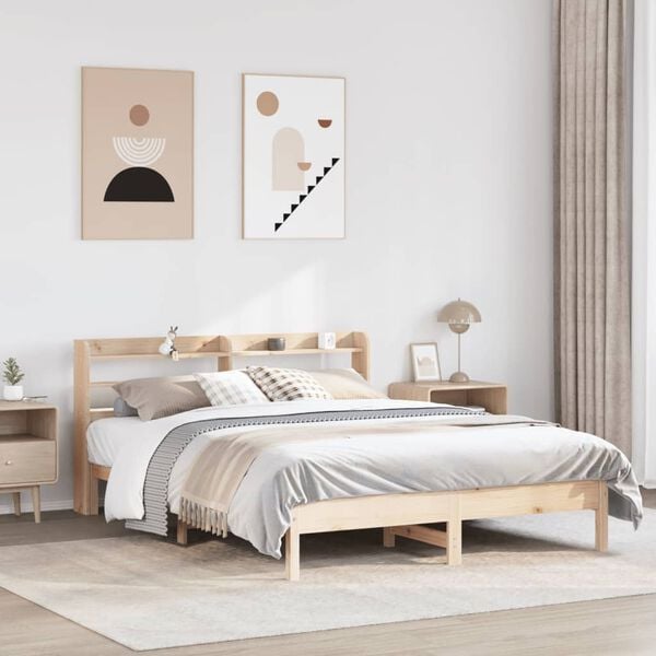 vidaXL Bed Frame without Mattress 150x200 cm King Size Solid Wood Pine
