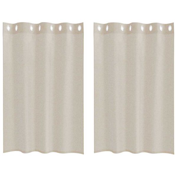 vidaXL Voile Curtain with Curtains 2 pcs Sand 140 x 140 cm Polyester