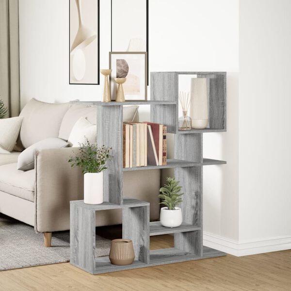 vidaXL Room Divider Bookcase Grey Sonoma 92x29x112 cm Engineered Wood