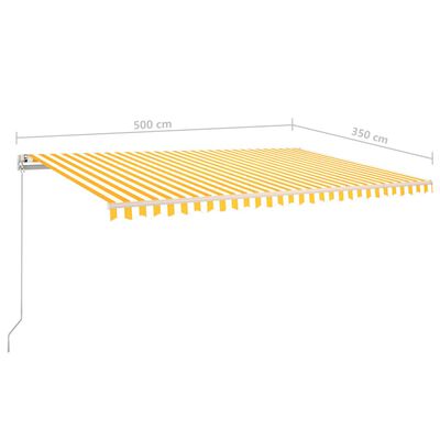 vidaXL Manual Retractable Awning with LED 5x3.5 m Yellow and White