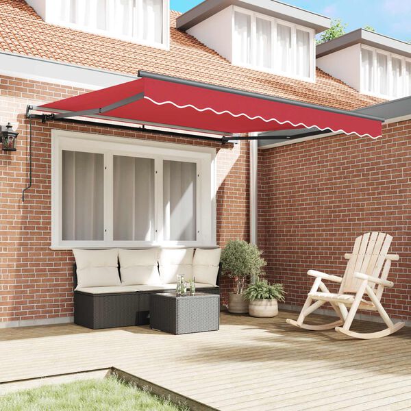 vidaXL Retractable Awning Manual Red 300 x 250 cm Polyester and Steel