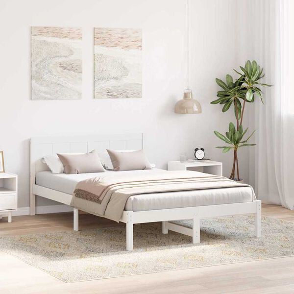 vidaXL Bed Frame White 120 x 200 cm Solid Pine wood