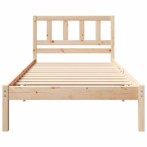 vidaXL Bed Frame with Headboard Brown 100 x 200 cm Solid Pine Wood