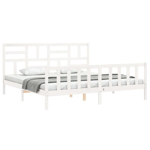 vidaXL Bed Frame without Mattress White Super King Size Solid Wood Pine