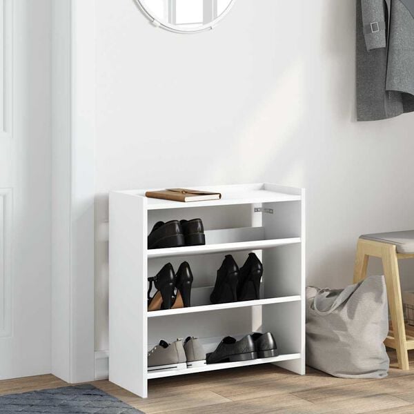 vidaXL Shoe Rack White 60x25x62 cm Engineered Wood