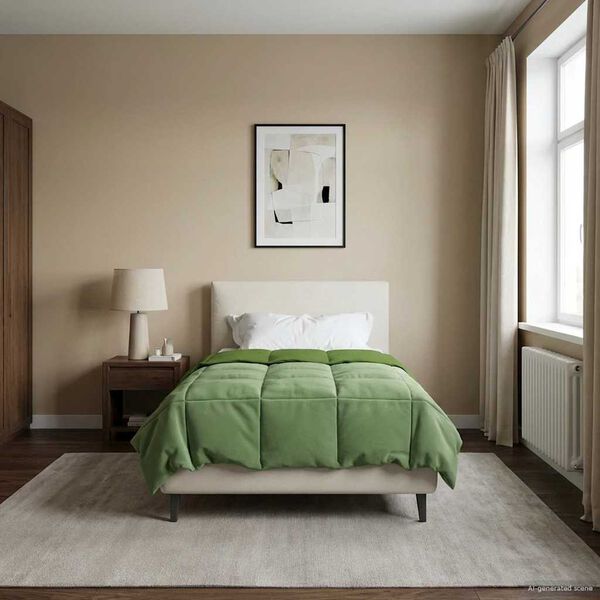 vidaXL Full Year Duvet Quilted Green 135 x 200 cm Microfiber