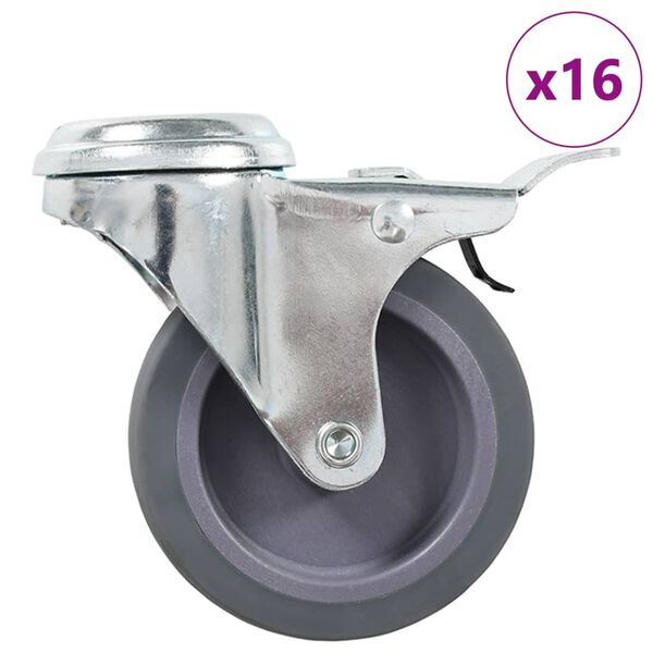 vidaXL 16 pcs Bolt Hole Swivel Casters 75 mm