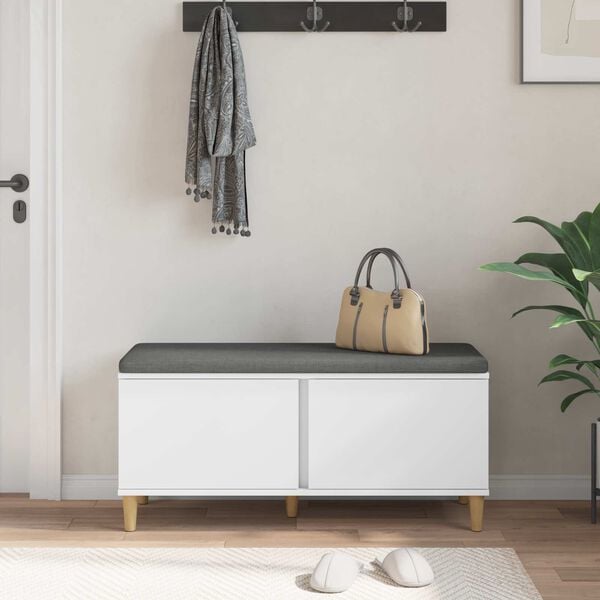 vidaXL Hall Bench with Cushion with Storage White 100 x 38 x 46 cm