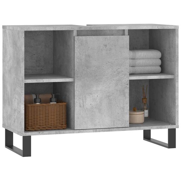 vidaXL Bathroom Cabinet Concrete Grey 80x33x60 cm Engineered Wood