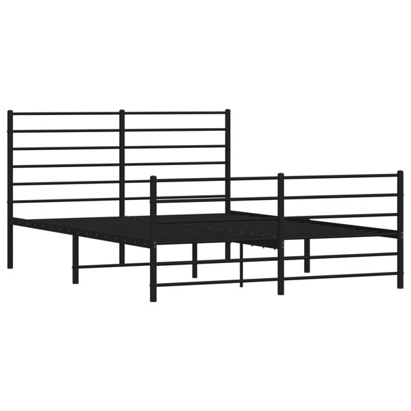 vidaXL Metal Bed Frame without Mattress with Footboard Black 140x190cm
