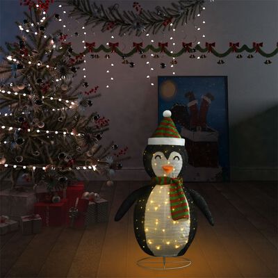 vidaXL Decorative Christmas Snow Penguin Figure LED Luxury Fabric 90cm