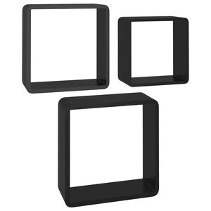 vidaXL Wall Cube Shelves 3 pcs Black MDF
