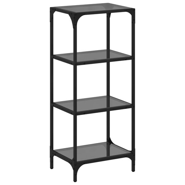 vidaXL Storage Rack with Black Glass Top 40x30x95 cm Steel