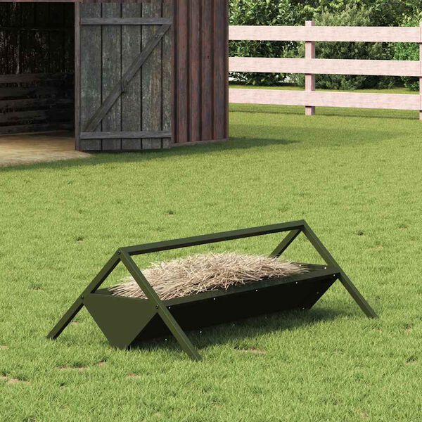 vidaXL Livestock Feeding Trough Olive Green 111 x 76 x 38 cm