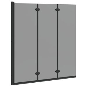 vidaXL Bath Shower Screen Black 130 x 138 cm Tempered Glass