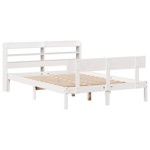 vidaXL Bed Frame without Mattress White 135x190 cm Double Solid Wood Pine