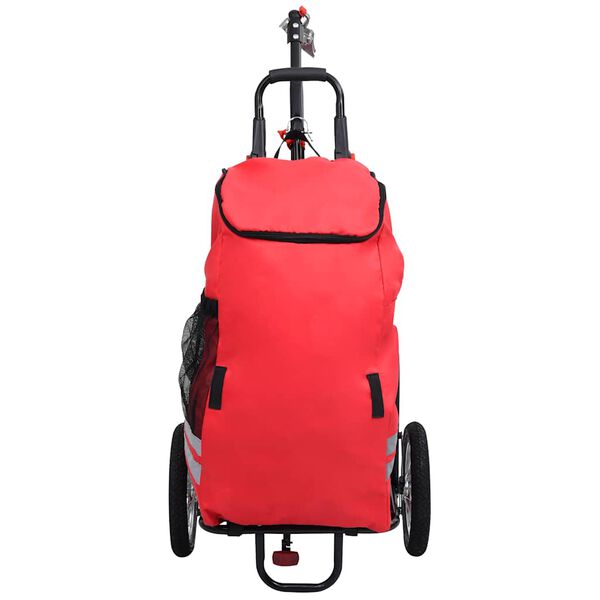 vidaXL Folding Bike Trailer with Grocery Bag Red and Black