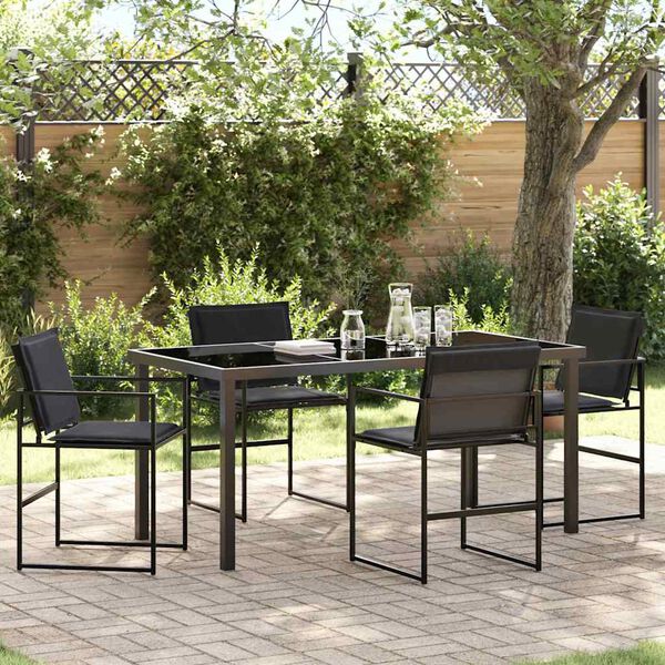 vidaXL Garden Dining Set Folding 5 pcs Black Textilene and steel
