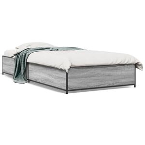 vidaXL Bed Frame without Mattress Grey Sonoma 100x200 cm