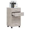 vidaXL Drawer Cabinet with Castors Concrete Grey Engineered Wood