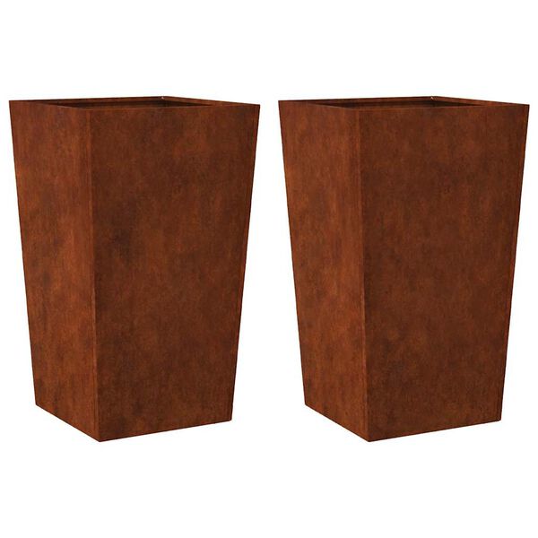 vidaXL Garden Planters 2 pcs 45x45x75 cm Weathering Steel