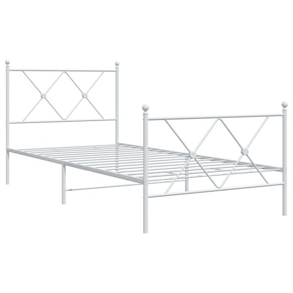 vidaXL Metal Bed Frame without Mattress with Footboard White 90x200cm