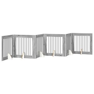 vidaXL Foldable Dog Gate with Stands 6 pcs Grey Sonoma 482 cm