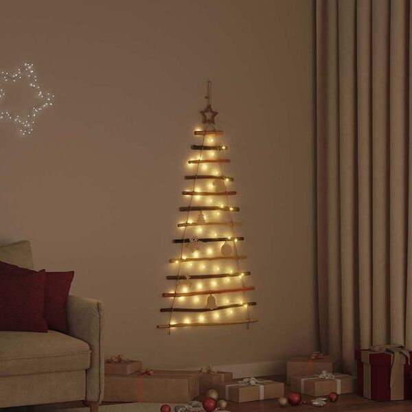 vidaXL Christmas Tree with 50 LEDs Natural 120 cm Solid Ash wood