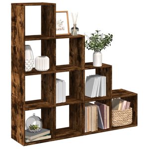 vidaXL Room Divider Bookcase 4-Tier Smoked Oak 131,5x29x131,5 cm Engineered Wood