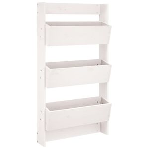 vidaXL Wall Planter 3-Tier 60x18.5x110 cm White Solid Wood Pine
