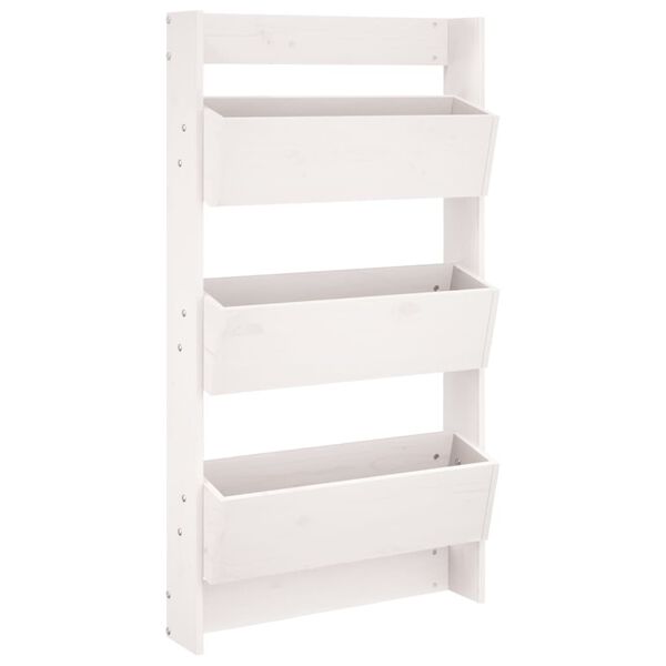 vidaXL Wall Planter 3-Tier 60x18.5x110 cm White Solid Wood Pine