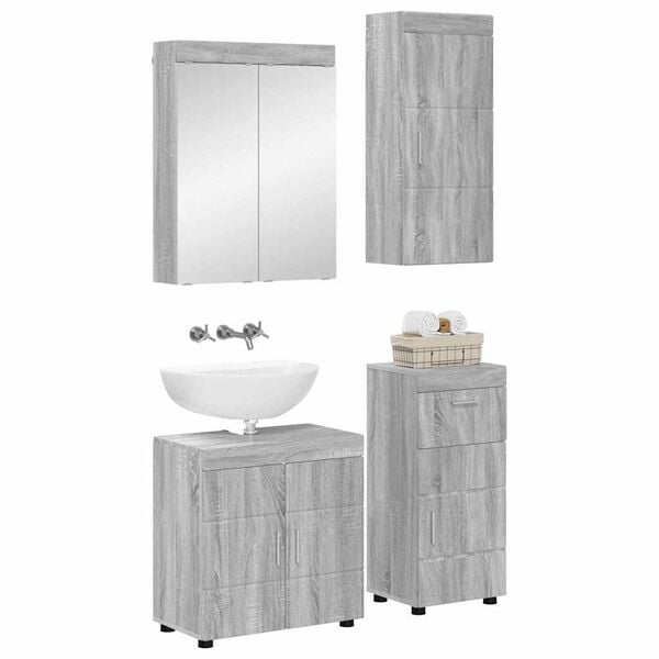 vidaXL Bathroom Furniture Set TULUM Grey Sonoma Engineered Wood