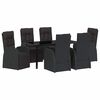 vidaXL Garden Dining Set 7 pcs Black Poly Rattan