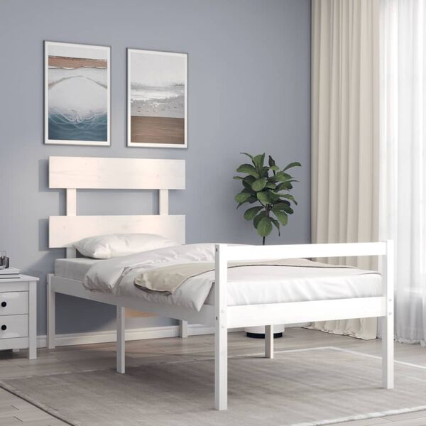vidaXL Senior Bed without Mattress White Single Solid Wood
