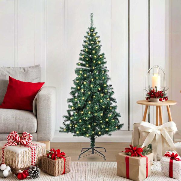 vidaXL Artificial Pre-lit Christmas Tree Green 120 cm PVC and Metal