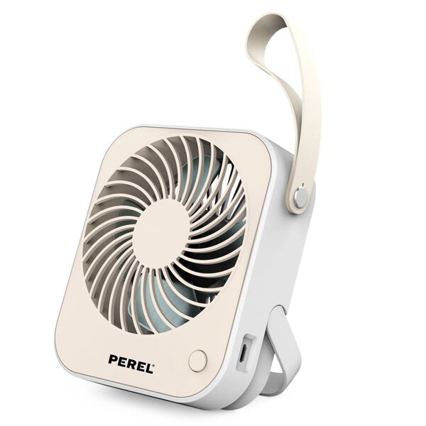 Perel Portable USB Fan Cream and White