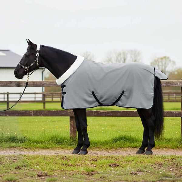 vidaXL Horse Blanket Full Light Grey and Pink 115 cm Polar fleece